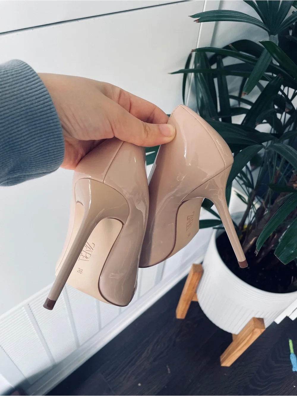 Zara Blush Patent Pointed-Toe Pumps - Picture 7 of 10